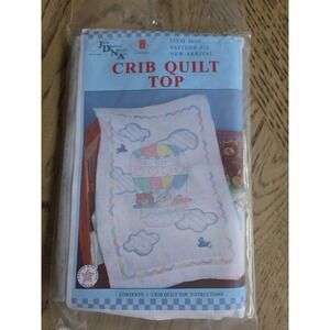 Jack Dempsey Quilt Crib Top 40"X60" New Arrival White Stamped Bear Bunny Dog New